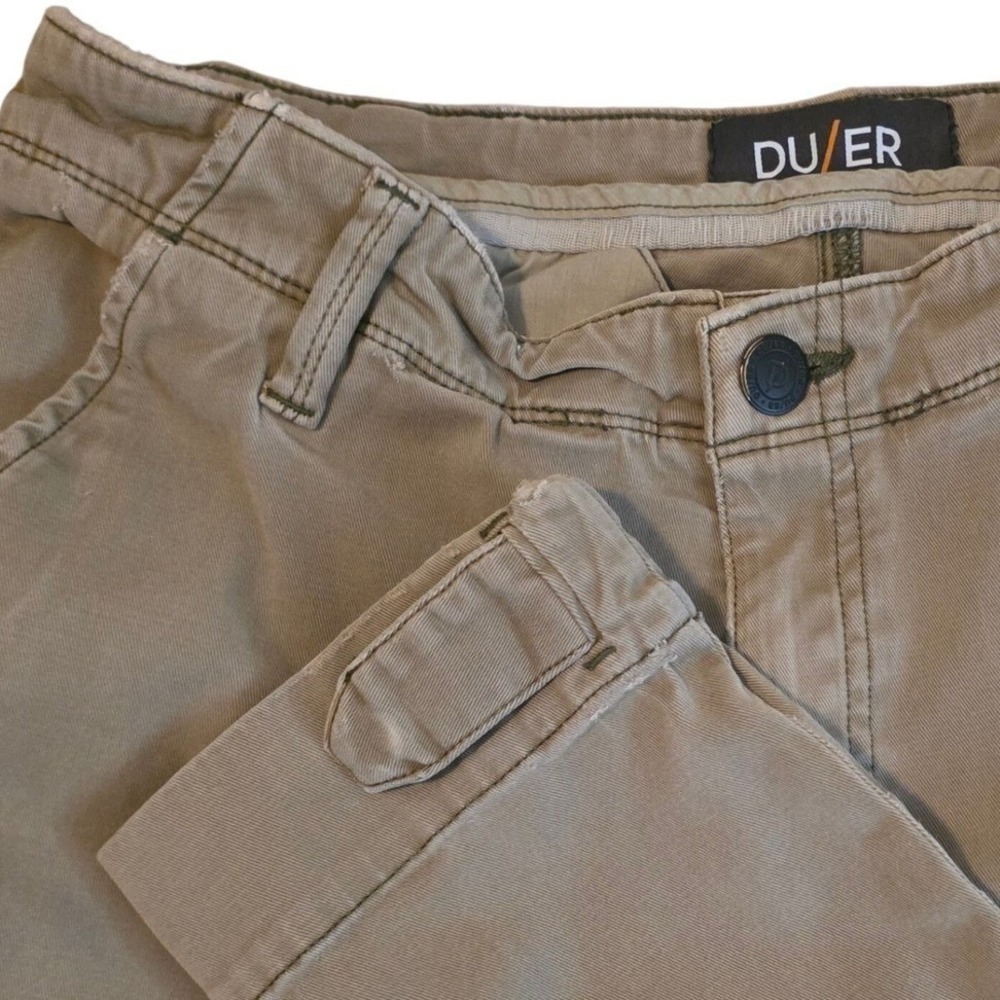 DU/ER Live Free Adventure Pants Men Size 33x32 Tan Water Repellent Utility T2X18